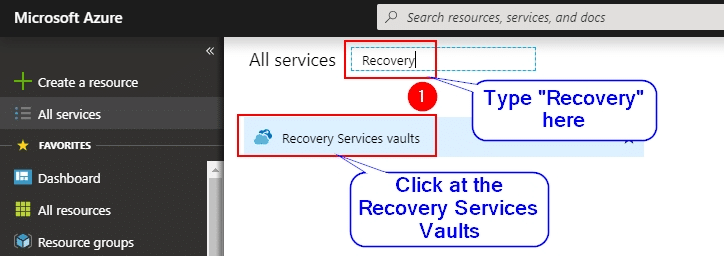 Azure Backup - Create Recovery Service Vault 1