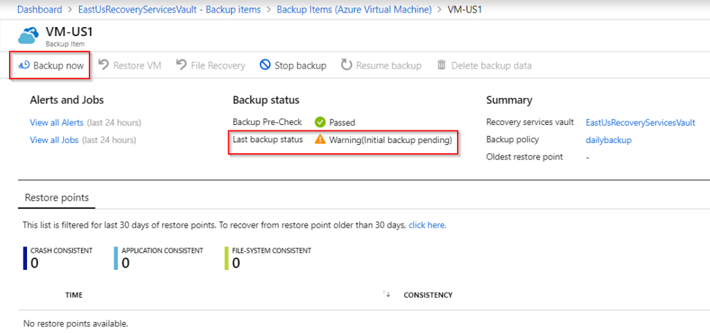 Azure Backup - Initiate Backup