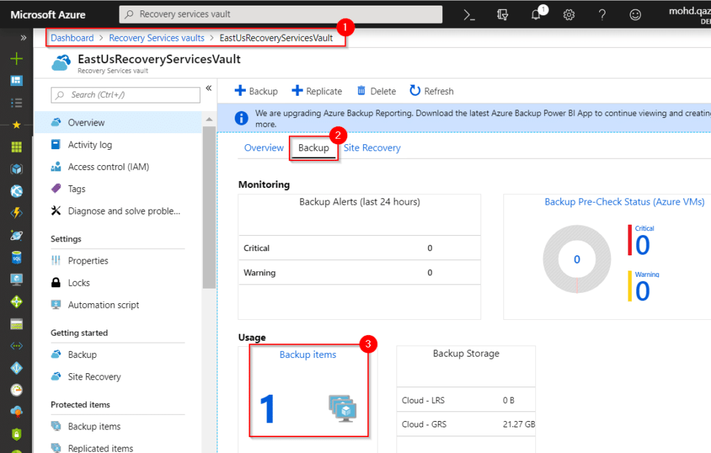 Azure Backup - Restoring Backup